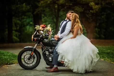 Biker wedding photography Wedding Bike Photography, Wedding Photography Motorcycle, Wedding Photo Motorcycle, Wedding Photos With Motorcycle, Biker Wedding Ideas, Motorcycle Wedding Ideas, Biker Wedding Dress, Couple On Motorcycle, Indian Wedding Clipart