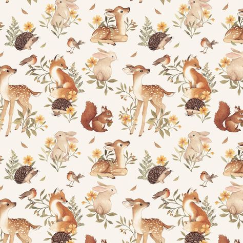 ✧ Nina Stajner ✧ on Instagram: “Always in the mood for making repeat patterns. 💛 This one will also be printed on one of my lined notebooks... wiiii I just sent files to…” Deer Fabric, Baby Poster, Green Animals, Woodland Creatures, Illustration Inspiration, Pattern Illustration, In The Mood, Forest Animals, 귀여운 동물