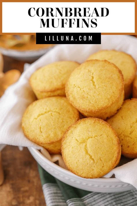 Tender buttermilk Cornbread Muffins are sweetened with honey and are perfectly portable. They are ready in under 30 minutes!! #cornbreadmuffins #cornbread #cornmuffins #muffins #sidedish Moist Corn Muffins, Strawberry Muffins Easy, Buttermilk Cornbread Muffins, Gluten Free Strawberry Muffins, Easy Healthy Muffins, Honey Corn Muffins, Homemade Corn Muffins, Corn Muffins Recipe, Sweet Corn Muffins