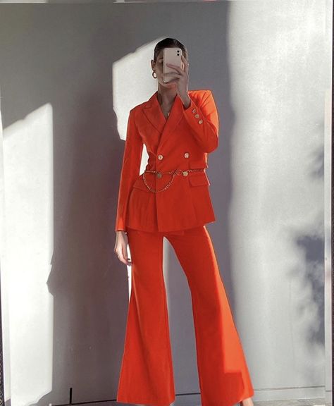 Orange Pants Outfit, Outfit Pictures, Grad Outfits, Orange Suit, Lawyer Outfit, Clueless Outfits, Orange Aesthetic, Woman Suit Fashion, Prom Dress Inspiration