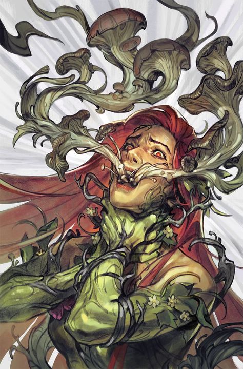 Black Poison Ivy Art, Poison Ivy Artwork, Poison Ivy Art Illustration, Poison Ivy Cover Art, Poison Ivy (character), Stjepan Sejic Poison Ivy, Batman Concept Art, Batman Drawing, Green Knight