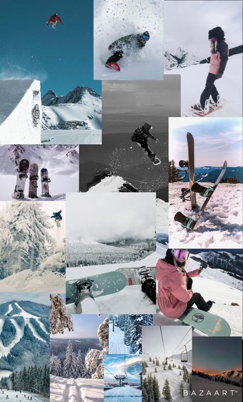 Snowboarding Backgrounds, Snowboarding Aesthetic Wallpaper, Skiing Moodboard, Skier Aesthetic, Skiing Background, Ski Collage, Snowboard Wallpaper, Snowboarding Wallpaper, Snowboard Pictures