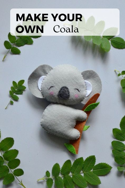 Koala Felt Pattern, Felt Koala, Koala Hands, Koala Craft, Kawaii Felt, Koala Pattern, Diy Pet Toys, Felt Animal, Cute Koala