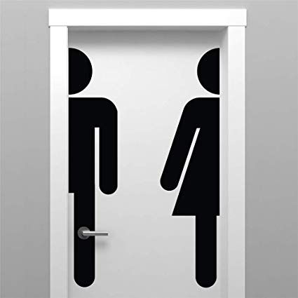 Toilet Door Design, Bathroom Men, Unisex Bathroom Sign, Unisex Toilets, Toilet Signage, Toilet Door Sign, Bathroom Stickers, Toilet Door, Creative Bathroom