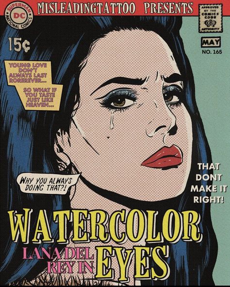 Lana Del Rey Watercolor, Lana Del Rey Art, Watercolor Eyes, Lana Del Rey Love, Vintage Music Posters, Comic Poster, Arte Van Gogh, Dorm Posters, Lana Del Ray