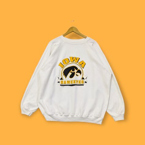 Vintage Iowa Hawkeyes sweatshirt Iowa Hawkeyes crewneck Iowa Hawkeyes sweater pullover streetwear style university white colour size 4XL by YoungmodernCo on Etsy Streetwear Mode, Iowa Hawkeyes, Streetwear Style, Sweater Pullover, White Colour, Vintage Wear, Shoulder Sleeve, Iowa, Streetwear Fashion