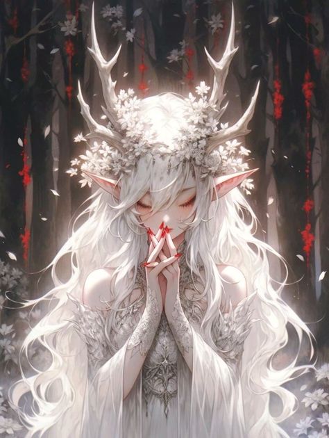 Female Wendigo Art, Female Wendigo, Wendigo Art, Fantasy Beings, Deer Girl, Elf Characters, Character Images, Anime Fanfiction, Art Men