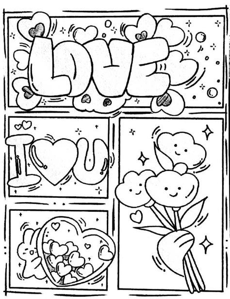 Hello Kitty Colouring Pages, Whimsical Art Journal, Desen Realist, Kartu Valentine, صفحات التلوين, Detailed Coloring Pages, Pola Kartu, Tapeta Galaxie, Cute Doodles Drawings