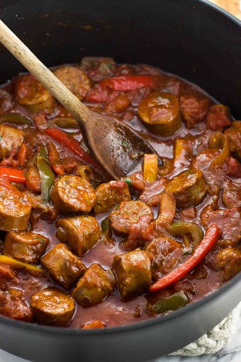 Sausage And Peppers Crockpot, Italian Sausage And Peppers, Turkey Italian Sausage, Blog Homepage, Sausage Peppers And Onions, Sweet Pork, Italian Sausage Recipes, Sausage Dishes, Sweet Italian Sausage