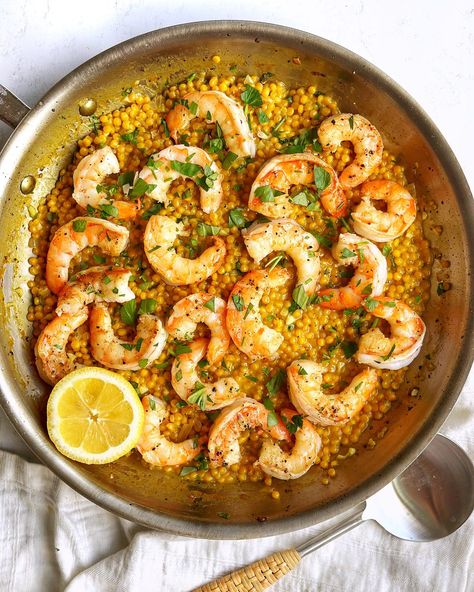 I’ve been on a cous cous kick lately. I think it can pack a ton of flavor and it’s super easy to cook. I also like to take something traditional and put a spin on it. Enter this cous cous shrimp scampi. 

It’s a simple dish, but because it is simple, I’d recommend not skimping on some of the ingredients that make it special (e.g. the wine. cook with the wine). Give that cous cous a little toast and you’ll also really bring out some toasty, warm flavors. Shrimp Cous Cous Recipes, Couscous Recipes, Dinner Meal Prep, Cous Cous, Shrimp Scampi, Shrimp Recipes, Couscous, Healthy Meals, Meal Prep