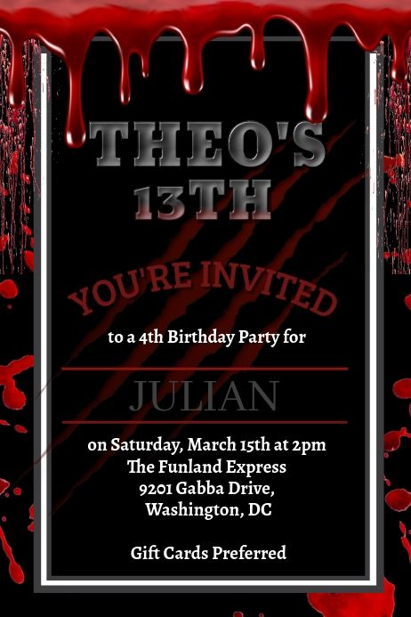 Ghostface Party Invitation, Horror Movie Birthday Party Invitations, Horror Themed Party Invitations, Scream Themed Birthday Invitations, Have A Killer Birthday Theme, Friday The 13th Birthday Party, Haunted Hollywood, Horror Birthday, Horror Themed Party