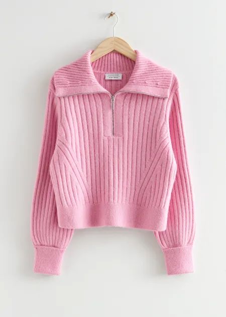 Cheap Sweaters, Pink Knit, Quarter Zip Sweater, Sweater Material, Cool Sweaters, Fashion Story, Wool Blend Sweater, Zip Sweater, Sleeves Pattern