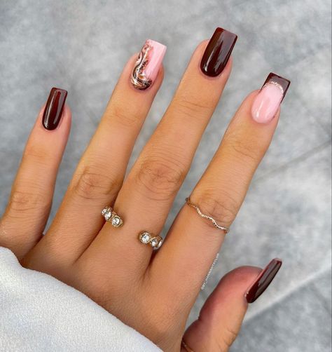 Thanksgiving Nail Designs, November Nails, Square Nail Designs, Blush Nails, Fall Acrylic Nails, Burgundy Nails, Thanksgiving Nails, Cat Kuku, Nagel Inspo