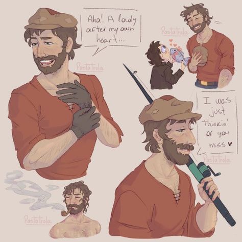 Willy 🐚 stardew valley Willy Stardew Valley Fanart, Stardew Valley Willy, Stardew Valley Farmer Oc, Stardew Valley Fanart Ship, Sam Stardew Valley Fanart, Stardew Valley Characters, Sam Stardew Valley, Stardew Art, Shane Stardew Valley