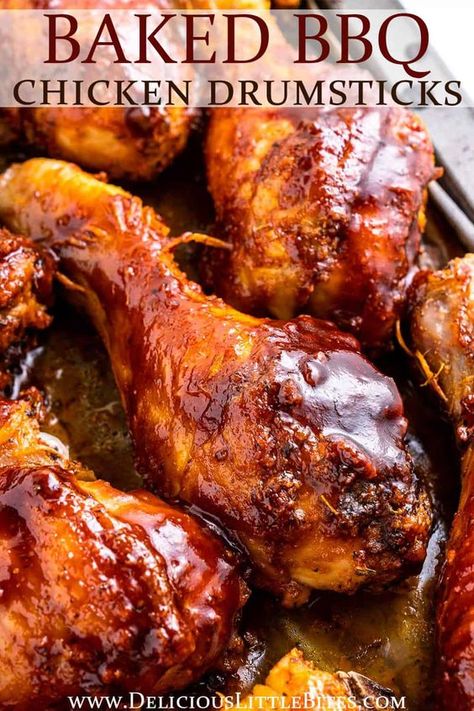 BBQ Chicken Drumsticks are made with a simple rub, then oven-baked to crispy perfection. They are then coated in your favorite barbecue sauce before serving. This easy recipe is a great option to serve a crowd or for weekly meal prep. Bbq Drumsticks In Oven, Baked Bbq Chicken Drumsticks, Oven Bbq Chicken Drumsticks, Easy Baked Bbq Chicken Drumsticks, Best Baked Bbq Chicken Legs Recipe, Oven Baked Barbecue Chicken Drumsticks, Chicken Drumstick Recipes Oven, Drumsticks Oven, Drumstick Recipes Oven