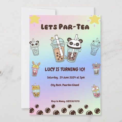 Create your own Invitation | Zazzle Bubble Tea Party, Boba Birthday, Par Tea, Bubble Tea Boba, Tea Party Invitations, Birthday Invites, Cute Birthday, Create Your Own Invitations, 10th Birthday