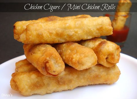 Chicken Cigars / Mini Chicken Rolls Hungarian Paprikash, Fibro Fog, Paprika Sauce, Chicken Snacks, Paprika Chicken, Tandoori Masala, Chicken Rolls, Cook Chicken, Ramadan Recipes