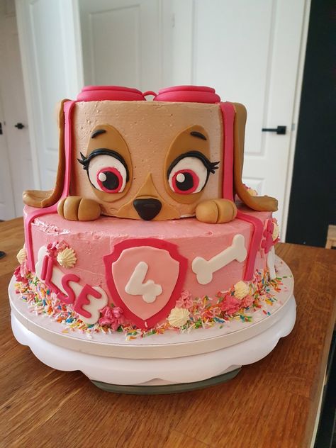 Paw Patrol Cake Skye Everest, Paw Patrol Birthday Cake Skye, Sky Cake Paw Patrol, Sky Paw Patrol Birthday Cake, Skye Birthday Cake, Paw Patrol Cake Girly, Paw Patrol Sky Cake, Paw Patrol Birthday Cake Girl, Vanilla Buttercream Cake