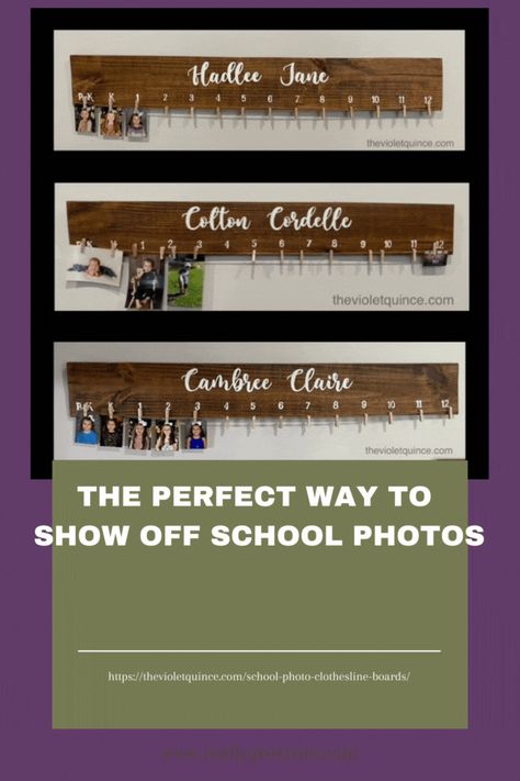 These rustic handmade dIY school photo clothesline display boards are perfect for showing off sweet school memories. Diy School Pictures Display K-12, School Picture Display Ideas, Picture Display Ideas, Photo Clothesline, School Pictures Display, Photo Display Board, School Picture, Diy School, Display Boards