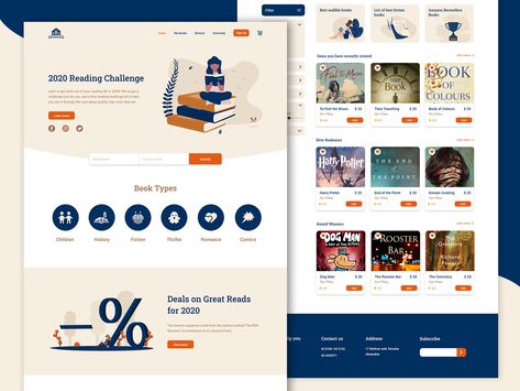 การออกแบบ Ui Ux, Web Design Books, Library Store, Bookstore Design, Blog Website Design, Instagram Branding Design, Reading Website, Library Website, Desain Ui