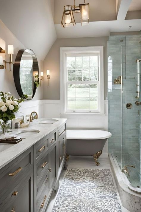 Bathroom With Clawfoot Tub Ideas, Vintage Guest Bathroom, Guest Bathroom Ideas Elegant, Luxury Guest Bathroom Ideas, Kids Guest Bathroom Ideas, Bathroom Ideas Elegant, Clawfoot Tub Ideas, Luxury Guest Bathroom, Small Guest Bathroom Ideas