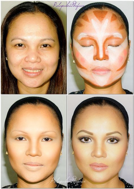 Countoring Face, Before And After Makeup Transformation, Makeup Artist Outfit, Asian Makeup Prom, Asian Makeup Before And After, Before And After Makeup, Asian Makeup Tutorials, Round Face Makeup, Contour Makeup Tutorial