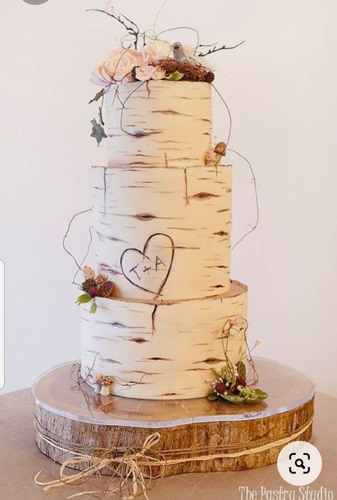 Birch Wedding Cakes, Wedding Cake Simple Elegant, Wood Wedding Cakes, Vintage Pasta, Birch Wedding, Cake Rustic, Country Wedding Cakes, Aspen Tree, Wedding Options