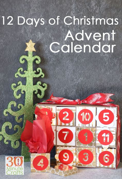 12 Day Advent Calendar Diy, 12 Days Of Christmas Advent Calendar, Diy 12 Days Of Christmas Advent Calendar, Calendar Cricut, 12 Day Advent Calendar, 30 Minute Crafts, Advent Diy, Christmas Countdown Diy, Christmas Advent Calendar Diy