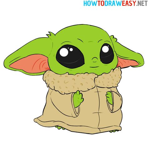 How to Draw Baby Yoda #Yoda #BabyYoda #Grogu #StarWars #TheMandalorian #Mandalorian #EasyDrawing #DrawingTutorials #Drawing #Sketch #Sketching #Cute #CuteDrawing Draw Grogu, Easy Marker Art Simple, Baby Yoda Drawing, Baby Joda, Mohawk Hairstyle, Yoda Drawing, Draw Easy, How To Make Drawing, Cool Hairstyles For Men