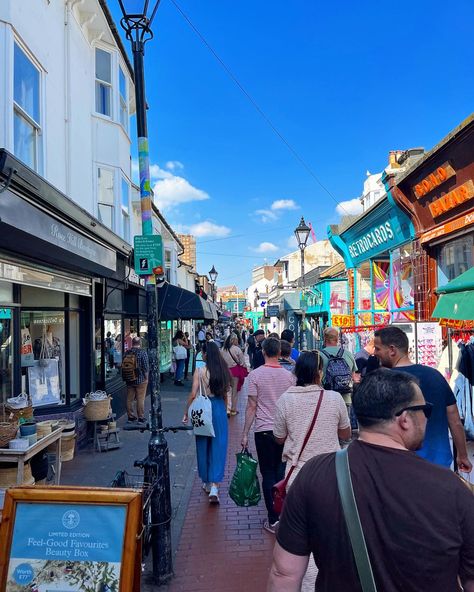 Brighton city spring summer bright colorful shops side street alley aesthetic Bright City Aesthetic, Alley Aesthetic, Street Alley, Brighton City, Brighton Map, Nine Lives, City Vibe, Manifestation Board, City Aesthetic