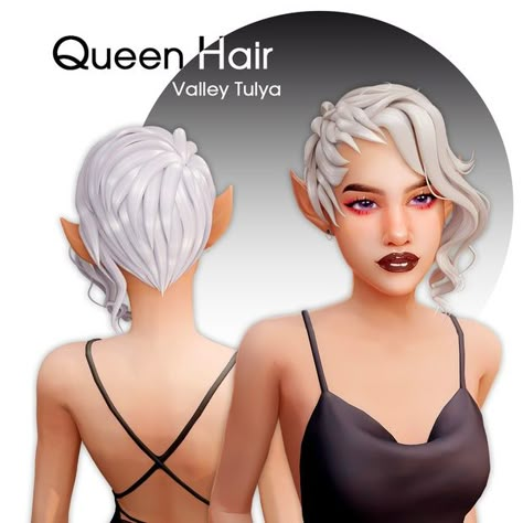 (The Sims 4) Queen Hair | Valley Tulya on Patreon Vampire Hair, Long Sleek Hair, Sims Love, Mod Hair, Pelo Sims, Sims 4 Mm Cc, Tumblr Sims 4, Sims 4 Characters, Sims 4 Mm