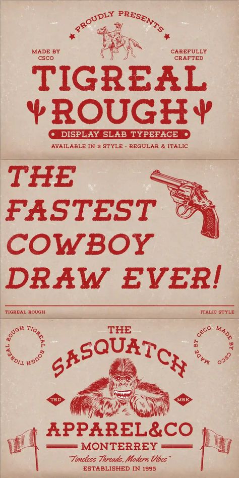 Tigreal Rough Free Cowboy Draw, Western Font, Classic Americana, Modern Vibe, Concert Posters, Classic Design, Design Elements, Poster Design