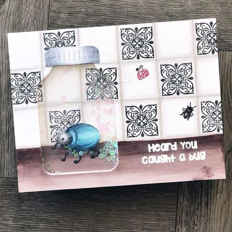 WhoStoleMyGlitter? on Instagram: “Happy Valentine’s Day! Not a Valentine card but a card i had so much fun with using stamps and dies from the newest @franticstamper…” Bugs Craft, Bug Stamp, Pill Bottle, Bug Crafts, Medicine Bottle, Mill Hill Beads, Frantic Stamper, Pill Bottles, Applique Kit