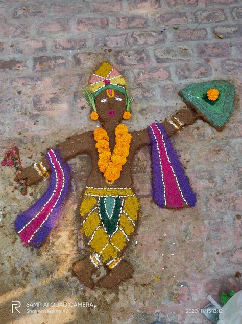 Idea of Govardhan Govardhan Rangoli Designs, Govardhan Rangoli, Dupatta Draping Styles, Dupatta Draping, Draping Styles, Fireworks Pictures, Beautiful Beach Pictures, Friend Birthday Quotes, Diwali Rangoli