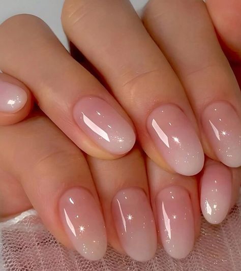 Pink Clear Acrylic Nails, Oval Ombre, Frenchie Nails, Clear Press On Nails, Ombre Nail Design, Press On Nail Kit, Pink Glitter Nails, Pink Ombre Nails, Gelish Nails