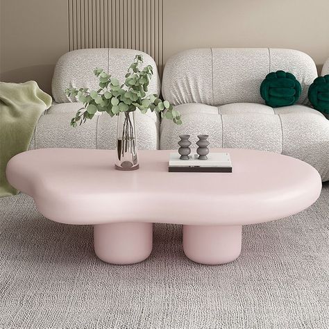 Pink Coffee Table, Coffee Table Minimalist, Rectangle Glass Coffee Table, Slate Coffee Table, Table Minimalist, Pastel Interior, Minimalist Coffee Table, Dream Apartment Decor, Dream Furniture