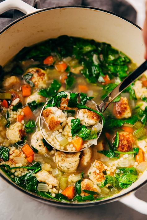 Chicken Meatball Soup, Wedding Soup Recipe, Easy Homemade Soups, Italian Wedding Soup Recipe, Wedding Soup, Meatball Soup, Turkey Soup, Easy Soups, Homemade Soup