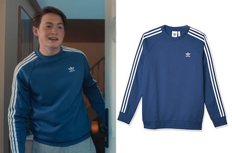 Nick Nelson Blue Hoodie, Nick Nelson Clothes, Kit Connor Style, Heartstopper Fashion, Heartstopper Outfits, Kit Conor, Nick Nelson, Adidas Pullover, Outfit Inspo Casual