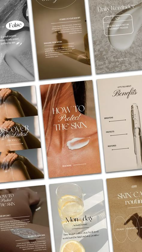 Beauty Brand Social Media Design, Social Media Templates Design, Ig Branding, Skincare Template, Inmobiliaria Ideas, Canva Instagram Templates, Guide Design, Skincare Branding, Instagram Template Design