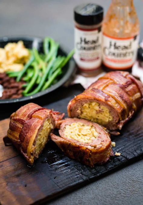 Smoked Bacon Wrapped BBQ Fatty Recipe GirlCarnivore Traeger Bacon Recipes, Fatty Recipes Smoked, Smoked Fatty Recipes, Bbq Fatty Recipes, Bacon Wrapped Smoked Meatloaf, Traeger Bacon, Head Country Bbq Sauce Recipe, Breakfast Fatty Smoked, Smoked Fatty Bacon Wrapped