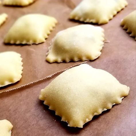 Homemade Four Cheese Ravioli Recipe Four Cheese Ravioli Recipe, Four Cheese Ravioli, Cheese Ravioli Recipe, Ravioli Recipe Homemade, Pasta Italian Recipes, Ravioli Dough, Ravioli Recipes, Ravioli Filling, Basil Pesto Sauce