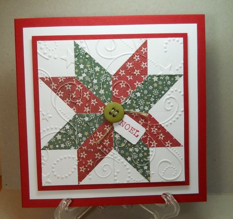 A community site for rubber stamp art, paper craft and scrapbook artists. Patchwork Cards, Stamped Christmas Cards, Paper Quilt, Sewing Cards, Stamping Up Cards, Christmas Quilts, Christmas Cards To Make, Christmas Quilt, Card Patterns