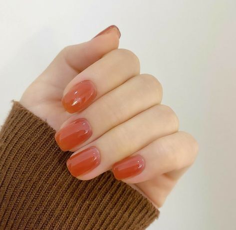 Orange Jelly Nails, Orange Jelly, Ideas Uñas, Nails Orange, Minimal Nails, Really Cute Nails, Japanese Nails, Cute Gel Nails, Soft Nails