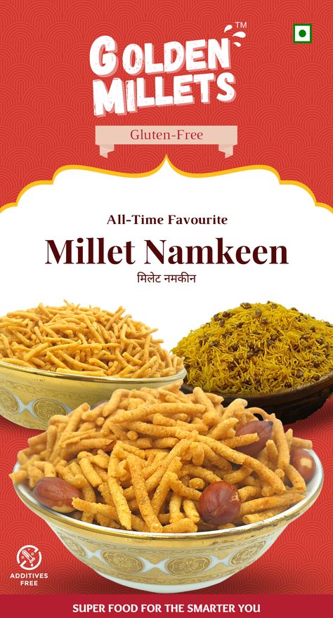 If you are looking for a healthy and delicious snack option, Golden Millets' millet cookies and millet namkeen are a great choice. Millet Cookies, Food Sticker, Snack Options, Food Stickers, Salt Dough, Millet, Yummy Snacks, Superfoods, Dough