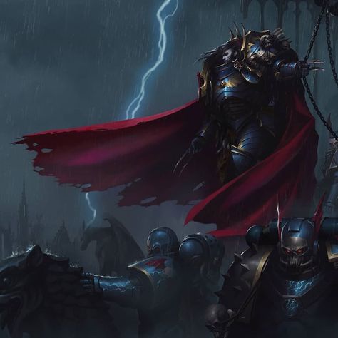 Art of Warhammer on Instagram: “Artist: Mikhail Savier @mikhailsavier  Without the supernatural skill and incredible prescience of the Emperor's Primarchs, many of Night…” Night Lords 40k, Konrad Curze, Grim Fairy Tales, Chaos Space Marines, Chaos 40k, Night Lords, 40k Chaos, 40k Art, Injustice 2