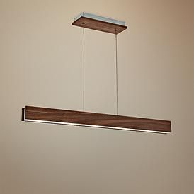 Drift 38" Wide Dark Walnut LED Kitchen Island Light Pendant Led Kitchen, Chandelier Farmhouse, Kitchen Island Light, Kitchen Island Linear Pendant, Island Pendant Lights, Kitchen Island Lighting Pendant, Wood Chandelier, Chandelier Lighting Fixtures, Contemporary Chandelier