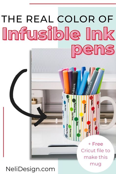 How to use Infusible Ink markers and pens and your Cricut to draw on a mug and the benefit of doing a test mug beforehand to know the true color of each Infusible Ink marker. A great way to practice! Infusible Ink Pens Projects, Infusible Ink Pen Projects, Cricut Infusible Ink Pens Projects, Infusible Ink Pens, Cricut Mugs, Pen Projects, Make A Mug, Ink Markers, Invisible Ink