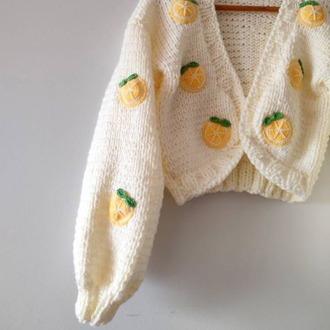 Lemon Cardigan, Embroidery Woman, Bridal Clothes, Crop Knit Sweater, Trendy Cardigans, Wool Accessories, Embroidery Sweater, Rainbow Sweater, Cropped Knit Sweater