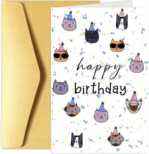 PRICES MAY VARY. 🐾 Cute Cats Birthday Card: Make their birthday purr-fect with this adorable cat-themed greeting card, ideal for any feline enthusiast. 💌 Premium Quality Material: Crafted from high-quality 300GSM cardstock, ensuring durability and a premium feel, complete with a high-quality envelope for added protection. 📏 Generous Size: Measures 8x5.3" inches when folded, offering ample space for your heartfelt birthday wishes and messages. 😺 Happy Birthday Card for Cat Lover: Bring a smil Birthday Card For Cat Lover, Cat Birthday Party Invitations, Cat Birthday Card, Cat Birthday Party, Mom Cat, Card Happy Birthday, Dad Birthday Card, Funny Birthday Card, Cat Themed