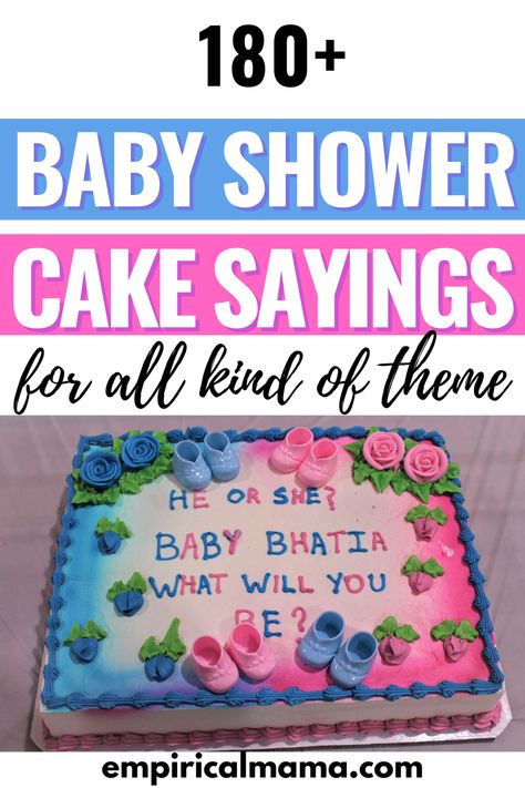 Add more sweetness to your baby shower cake by adding unique baby shower cake sayings. No matter your theme, you will find what you are looking for here. Gender Reveal Cake Sayings, Funny Baby Shower Cakes, Cake Sayings, Unique Baby Shower Cakes, Baby Shower Cake Sayings, Baby Shower Cake Ideas, Baby Shower Sheet Cakes, Baby Reveal Cakes, Baby Shower Quotes